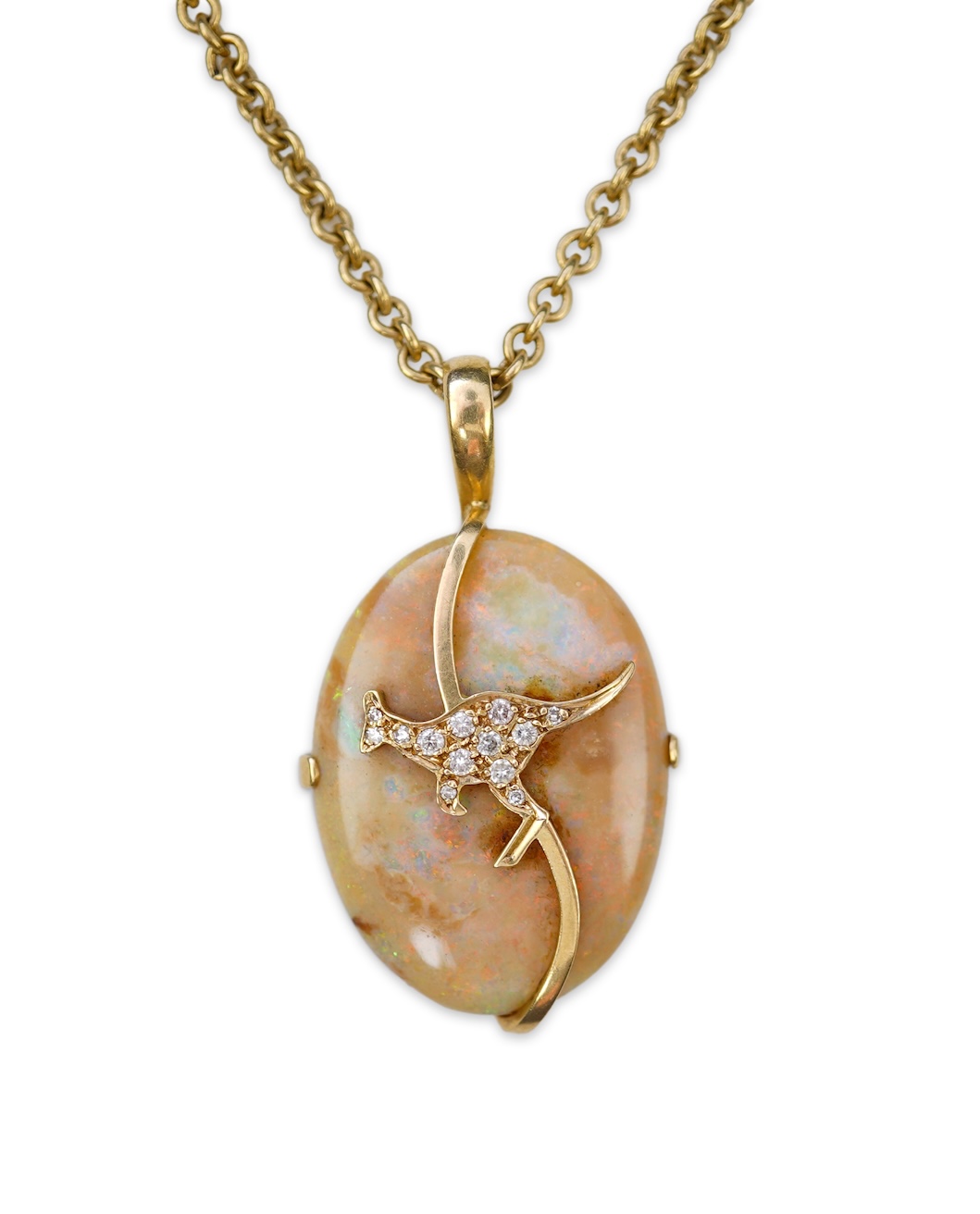 An opal and diamond pendant necklace